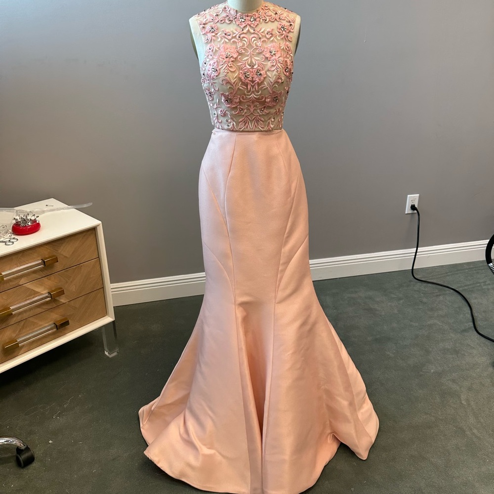 TWO PIECE EVENING PINK GOWN WEDDING GUEST DRESS MERMAID